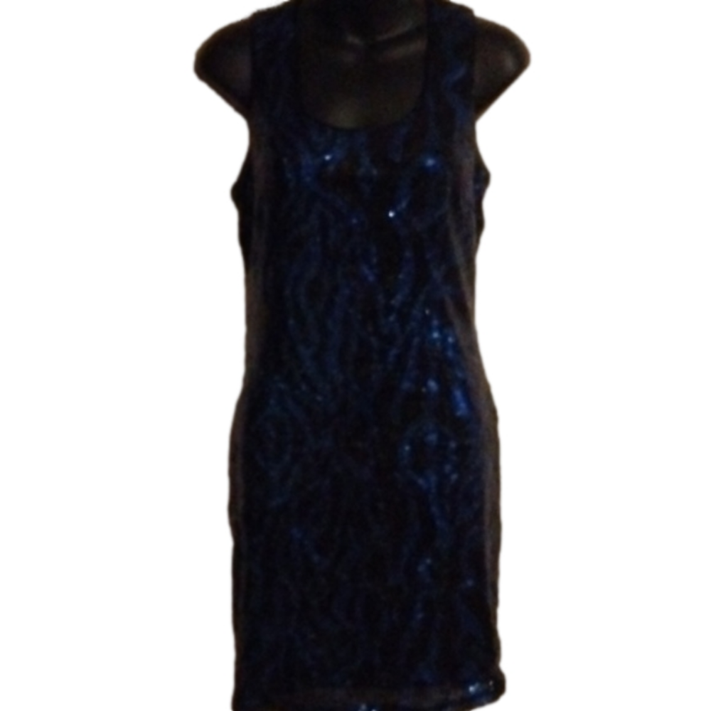 BLACK and Blue sequin cocktail style dress by Forever 21.Large.